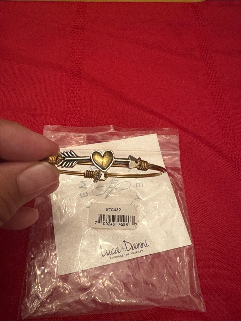 Luca + Danni Two-Tone Heart & Arrow Bangle Bracelet